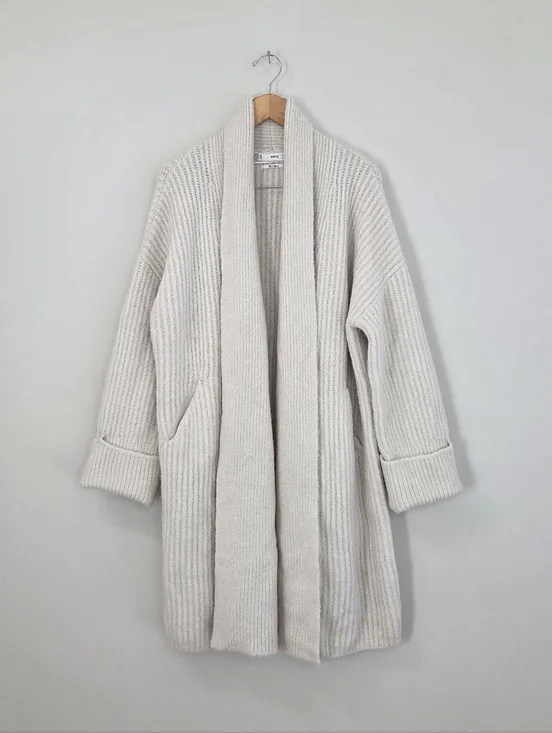 MANGO midi soft cozy cushy thick ribbed oversized sweater coat Small - Picture 5 of 12